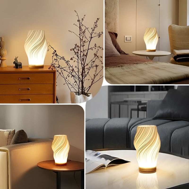 LuxeLight - Crèmekleurige 3D-Wandlamp met Moderne Metalen Voet