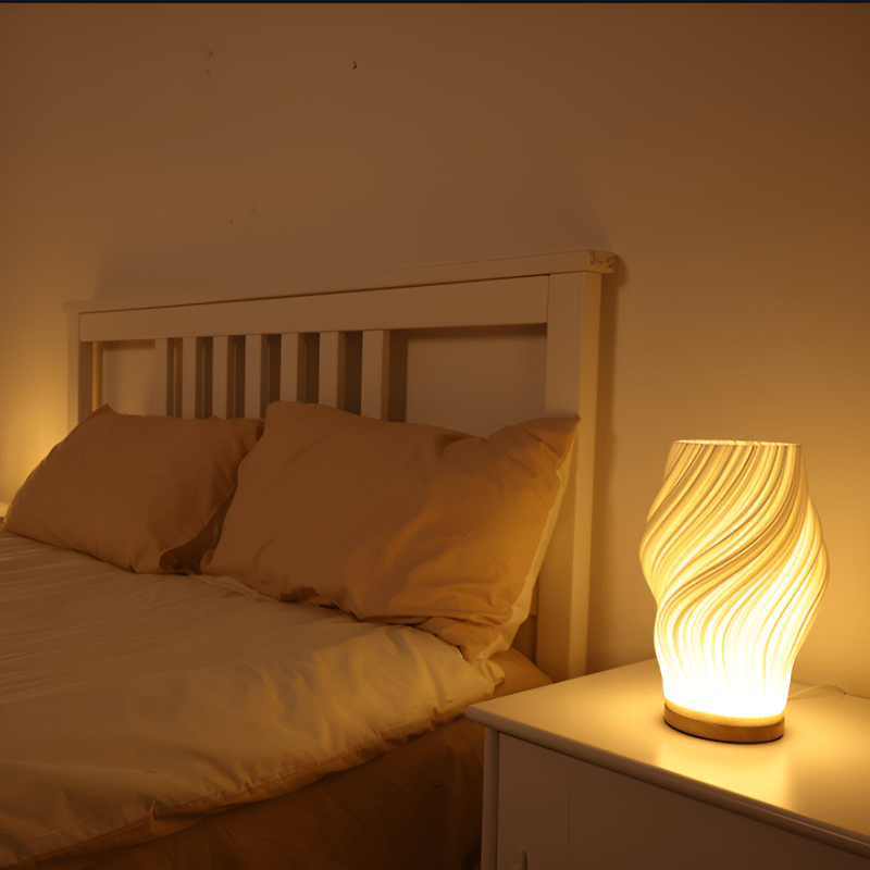 LuxeLight - Crèmekleurige 3D-Wandlamp met Moderne Metalen Voet