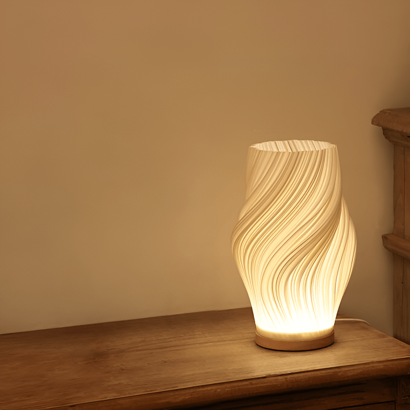 LuxeLight - Crèmekleurige 3D-Wandlamp met Moderne Metalen Voet