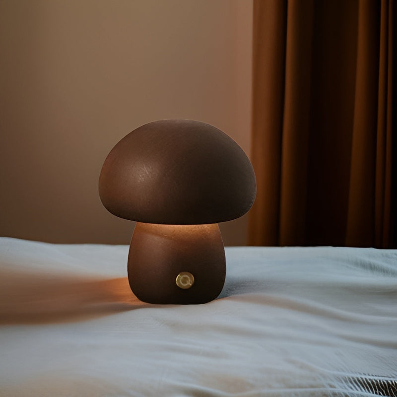 LichtWunder - Touch-bediening Houten Paddenstoel LED Nachtlamp