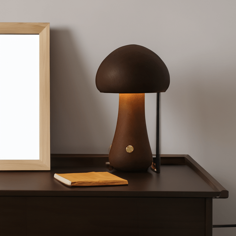 LichtWunder - Touch-bediening Houten Paddenstoel LED Nachtlamp