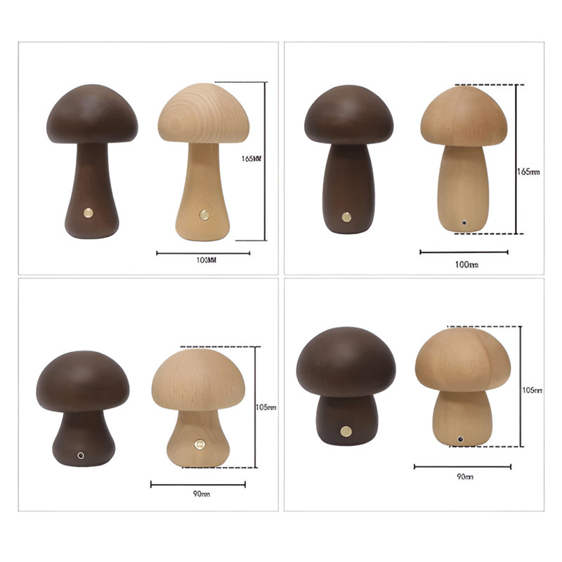 LichtWunder - Touch-bediening Houten Paddenstoel LED Nachtlamp