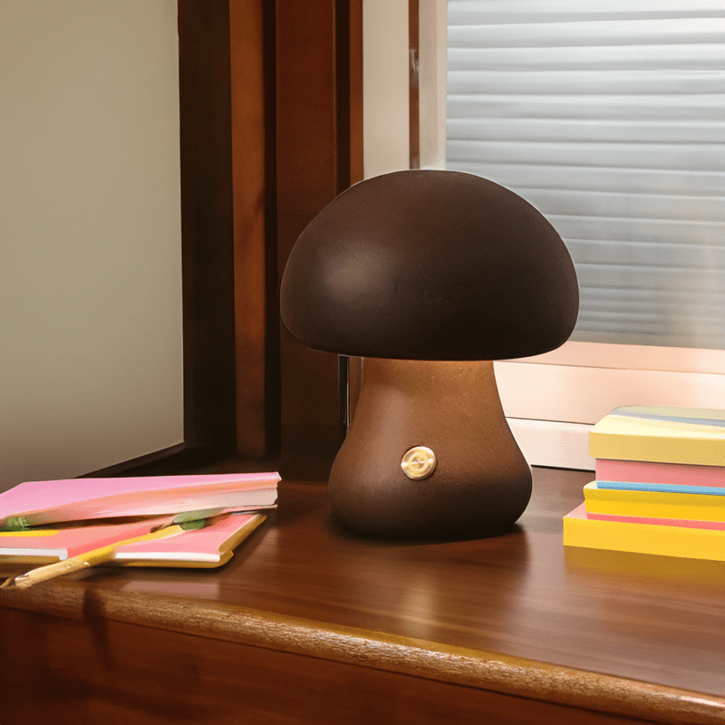 LichtWunder - Touch-bediening Houten Paddenstoel LED Nachtlamp