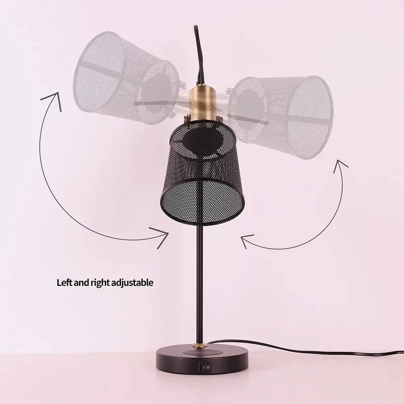 UrbanDesign - Stijlvolle Tafellamp Industrieel Zwart met USB
