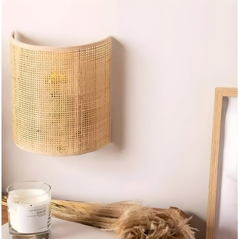 RetroWove Wandlamp - Stijlvolle Rattangeweven Decoratie