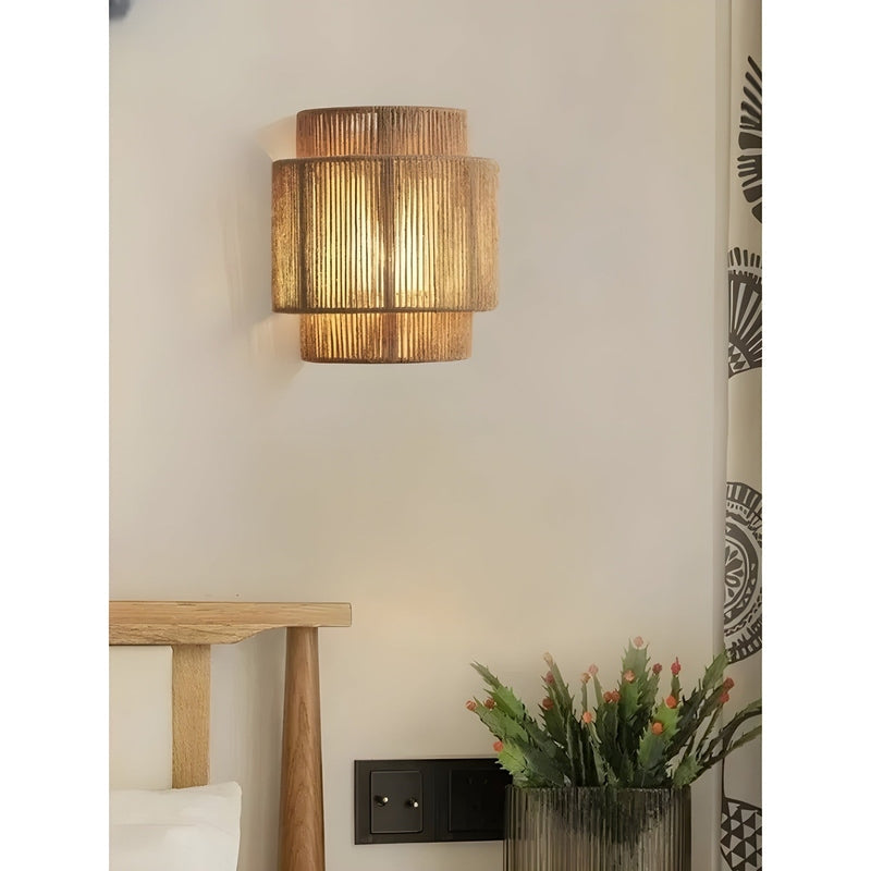 RetroWove Wandlamp - Stijlvolle Rattangeweven Decoratie