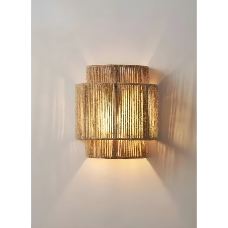 RetroWove Wandlamp - Stijlvolle Rattangeweven Decoratie