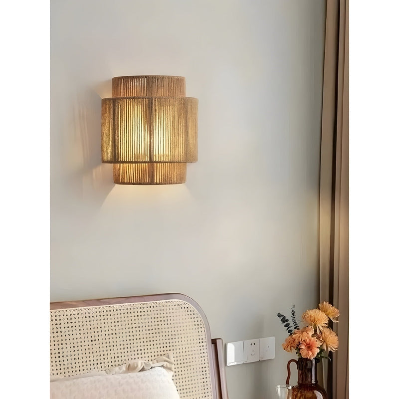 RetroWove Wandlamp - Stijlvolle Rattangeweven Decoratie