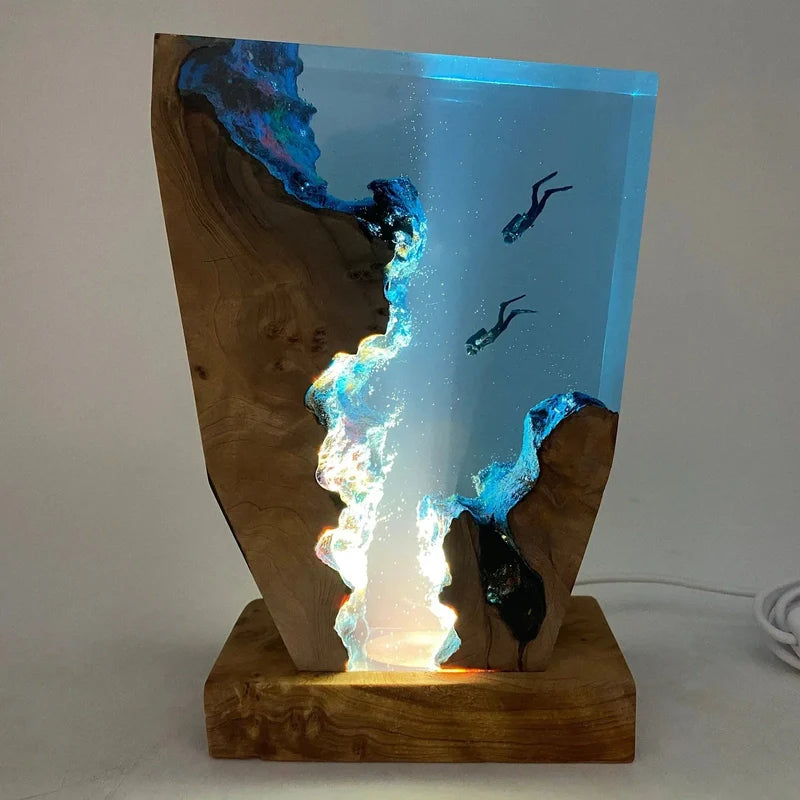 OceanGlow USB Oplaadbare Epoxyhars Tafel lamp - Grotten Decoratie