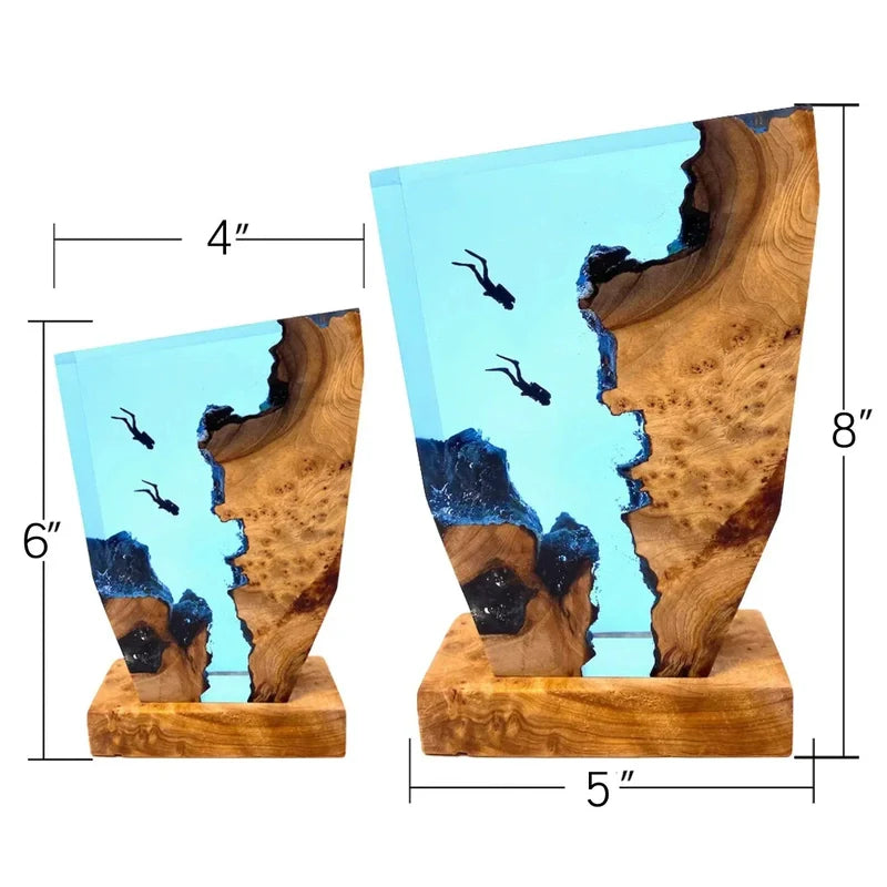 OceanGlow USB Oplaadbare Epoxyhars Tafel lamp - Grotten Decoratie
