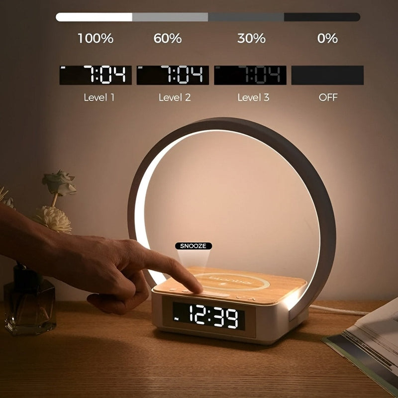Slimme LED-lamp met Draadloze Oplaadfunctie en Wecker | BrightGlow