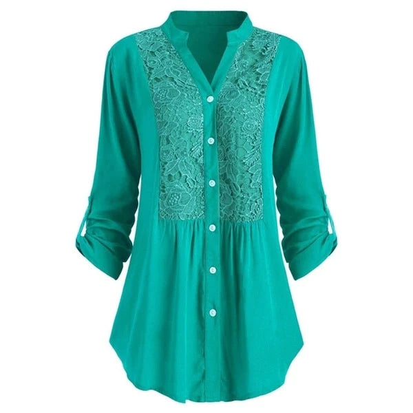 Otilia - Elegante Lange Blouse Met Pofmouwen Voor Dames