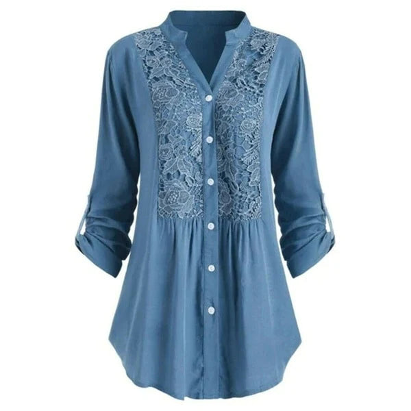 Otilia - Elegante Lange Blouse Met Pofmouwen Voor Dames