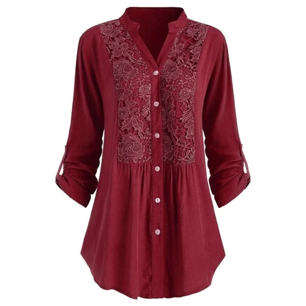 Otilia - Elegante Lange Blouse Met Pofmouwen Voor Dames