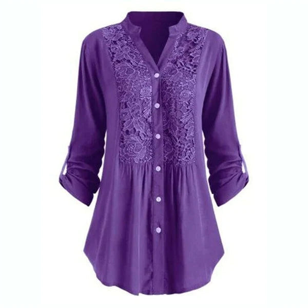 Otilia - Elegante Lange Blouse Met Pofmouwen Voor Dames