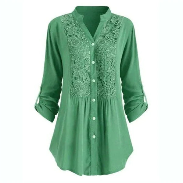 Otilia - Elegante Lange Blouse Met Pofmouwen Voor Dames