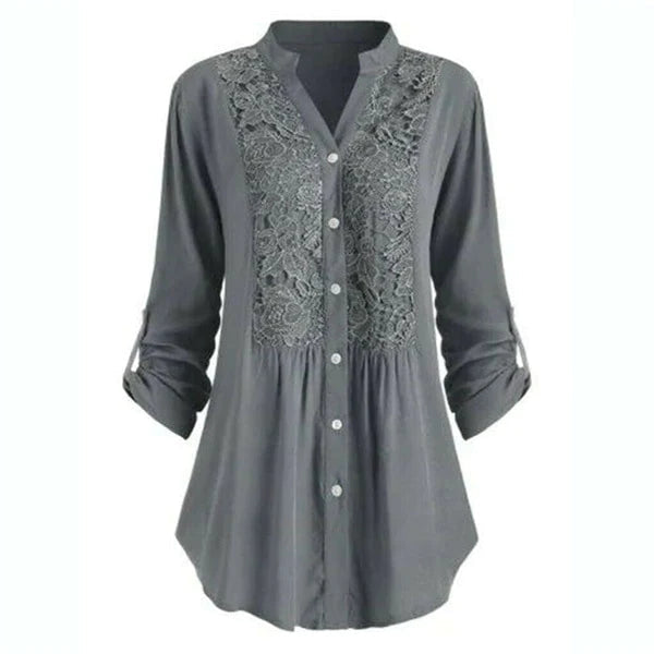 Otilia - Elegante Lange Blouse Met Pofmouwen Voor Dames