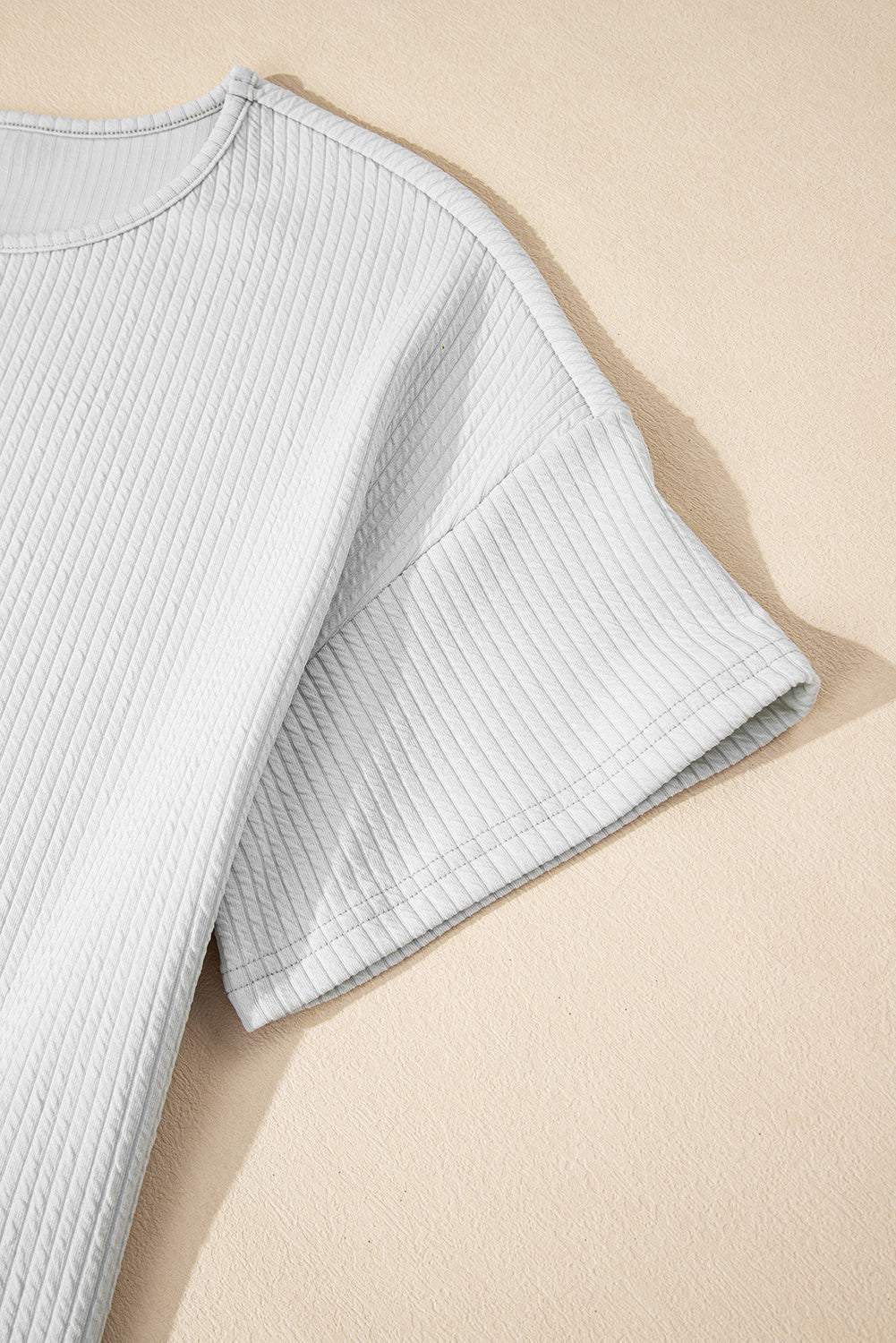 Sophie - Lichtgrijs Getextureerd Los T-shirt voor Vrouwen