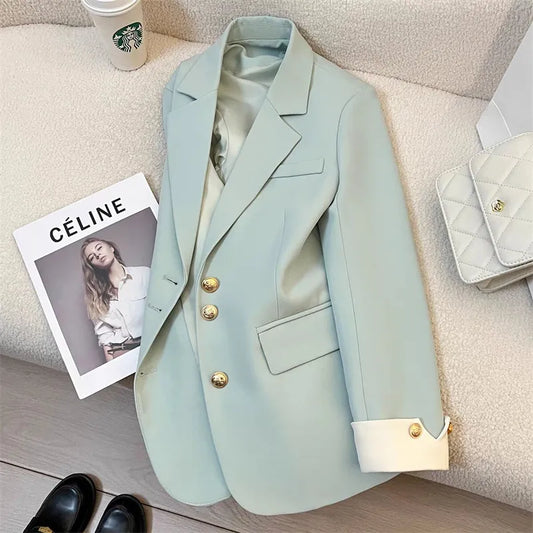 Dames Lente en Herfst Multi-Kleur Temperament Jas – Mode Lange Mouwen Effen Kleur Jacket