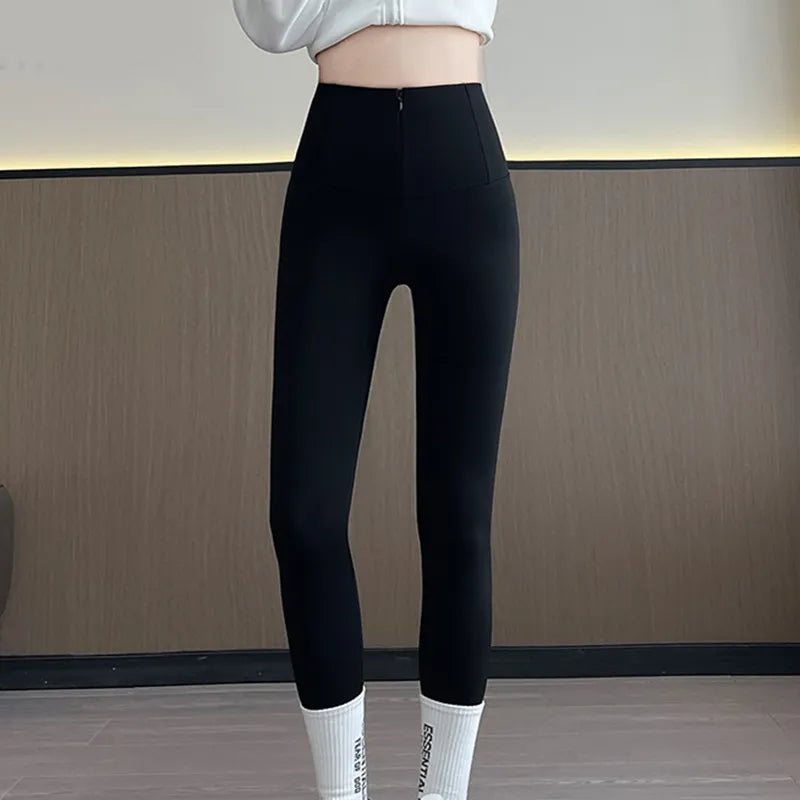 Belly Controlling & Butt Lifting Winter Leggings – Hoge Taille Slim Fit Damesbroek met Drie Sluitingen
