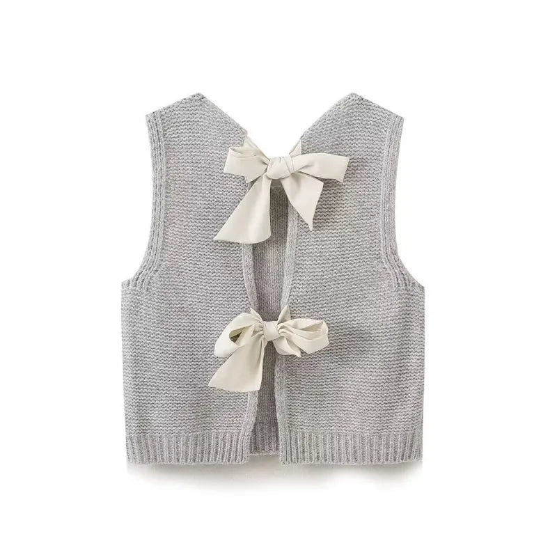 Dames Rugstrik Holgebreide Sweater Vest – Stijlvol Gebreid Lace-Up Ontwerp voor een Chique Uiterlijk