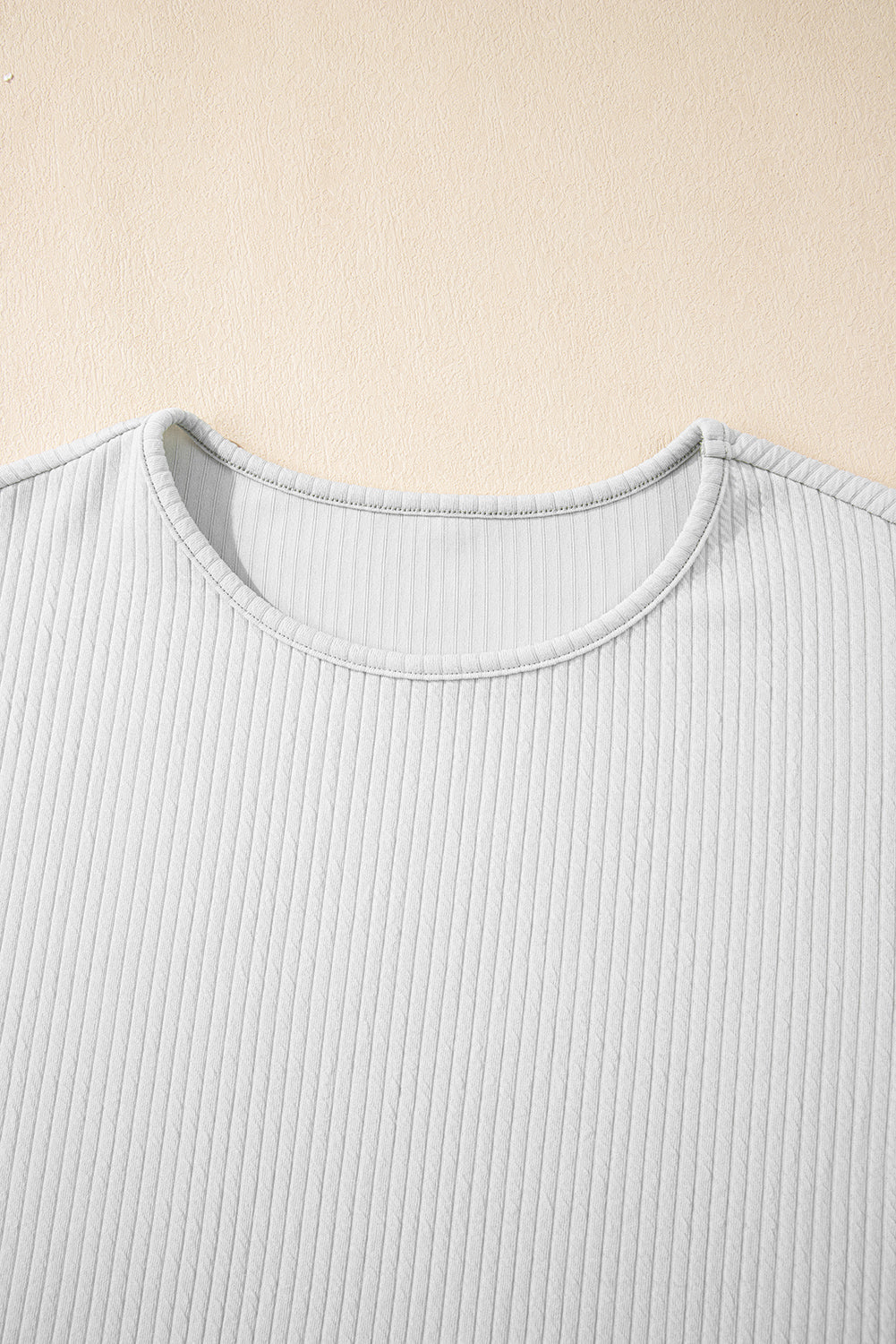 Sophie - Lichtgrijs Getextureerd Los T-shirt voor Vrouwen