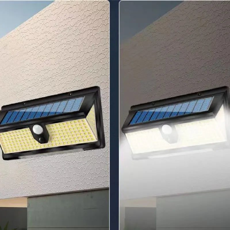 Zonne-energie LED Muur Lamp Buiten Infrarood Sensor Licht met Drie-Zijdige Verlichting