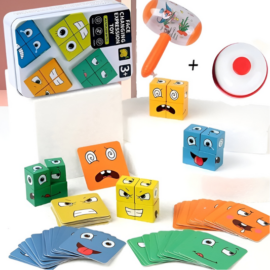 Emoji blokken houten leerset