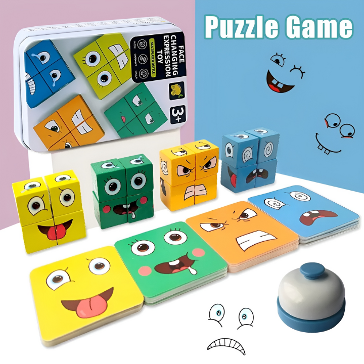 Emoji blokken houten leerset