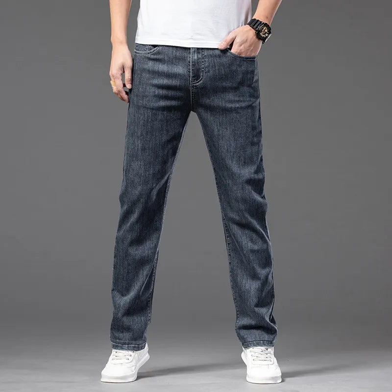 Stijlvolle Casual Stretch Denim Broek voor Dames met Halflastische Taille Geniet van Ultiem Comfort en een Perfecte Pasvorm!