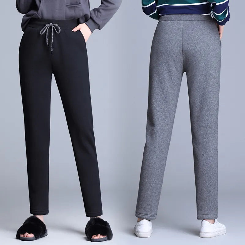 Dames Casual Cashmere Sweatpants – Losse Hoge Taille Broek met Zachte Voering