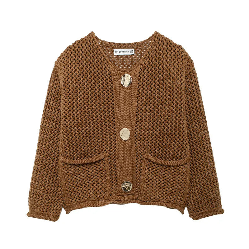 Damesmode Ronde Hals Dikke Brei Truien met Zakken - Cozy en Chic Pulloverstijl