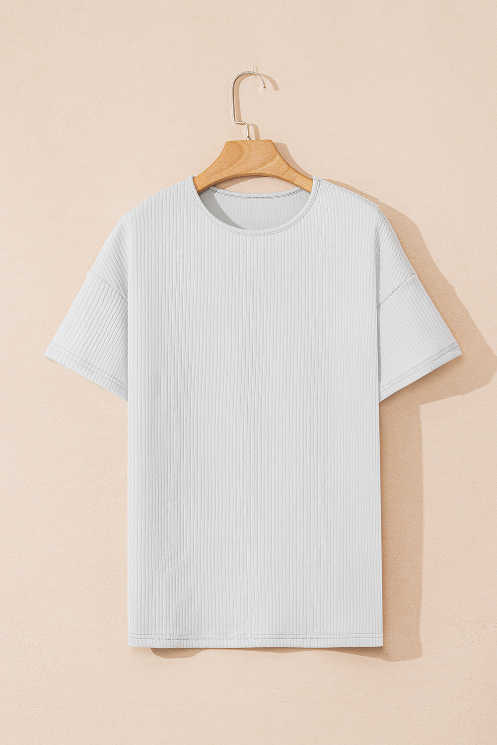 Sophie - Lichtgrijs Getextureerd Los T-shirt voor Vrouwen