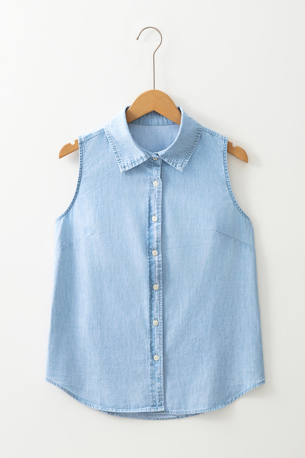 Isabella - Lichtblaues Denim-Hemd mit Kragen für den Sommer