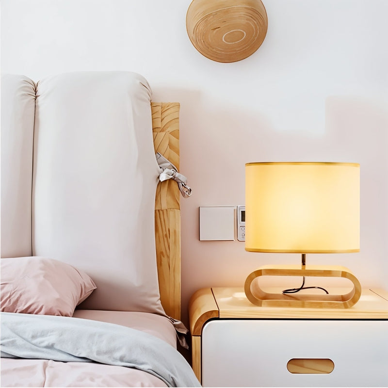 Ecolight - Rustieke Tafel lamp Hout, Rond voor Gezellige Ruimtes