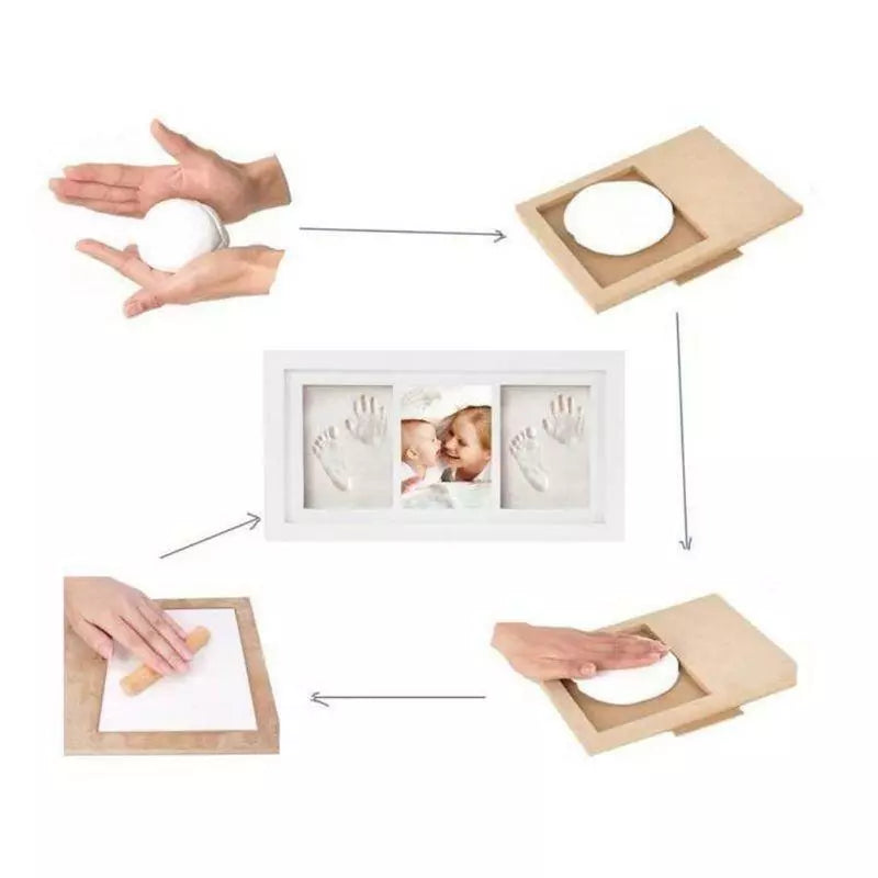 Houten Fotolijst voor Babyhand- en Voetafdrukken – Herinneringssouvenir voor Pasgeborenen met Inktpad